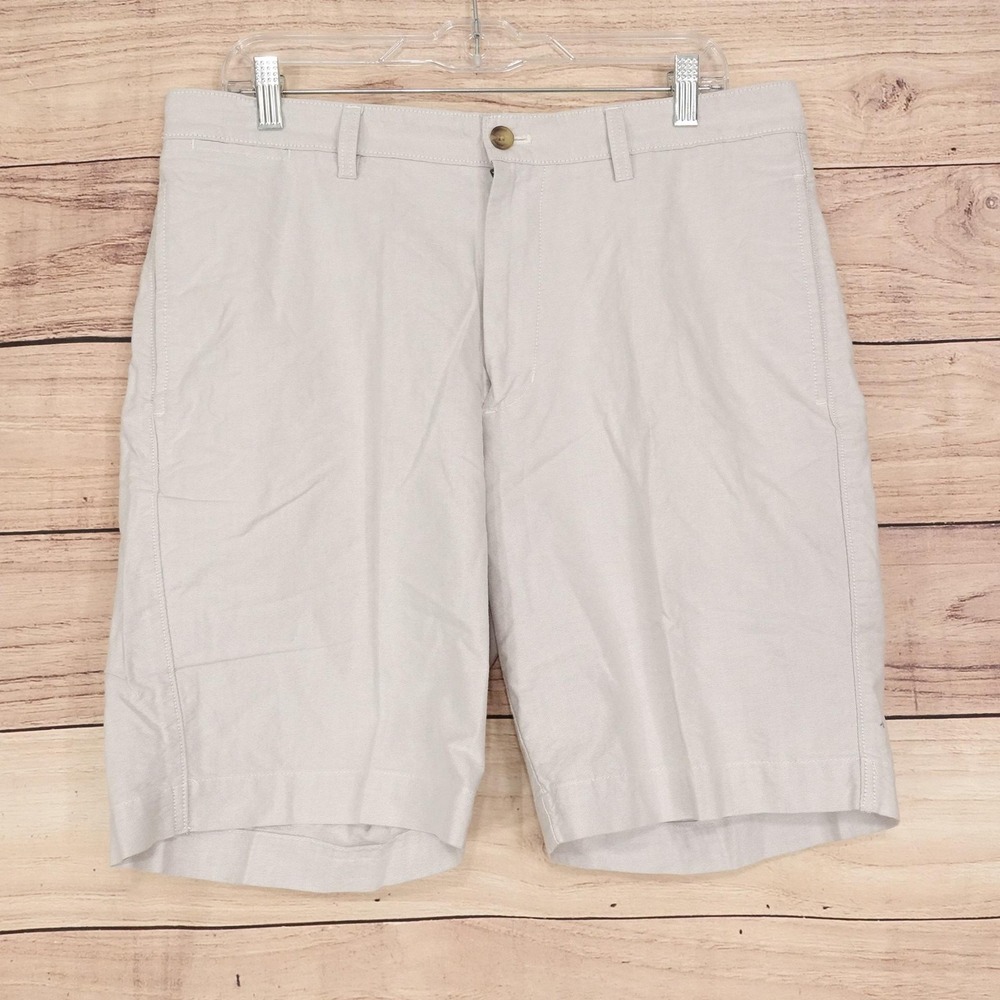 Chaps Shorts Mens 34 Beige Chino Cotton Flat Front 9 Inseam Casual Summer